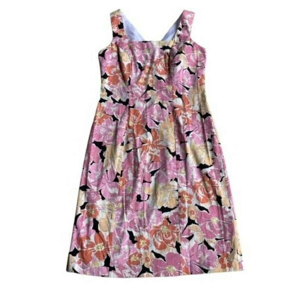 Lori Ann Montreal Pink and Peach Pastel Floral Sheath Dress 5/6